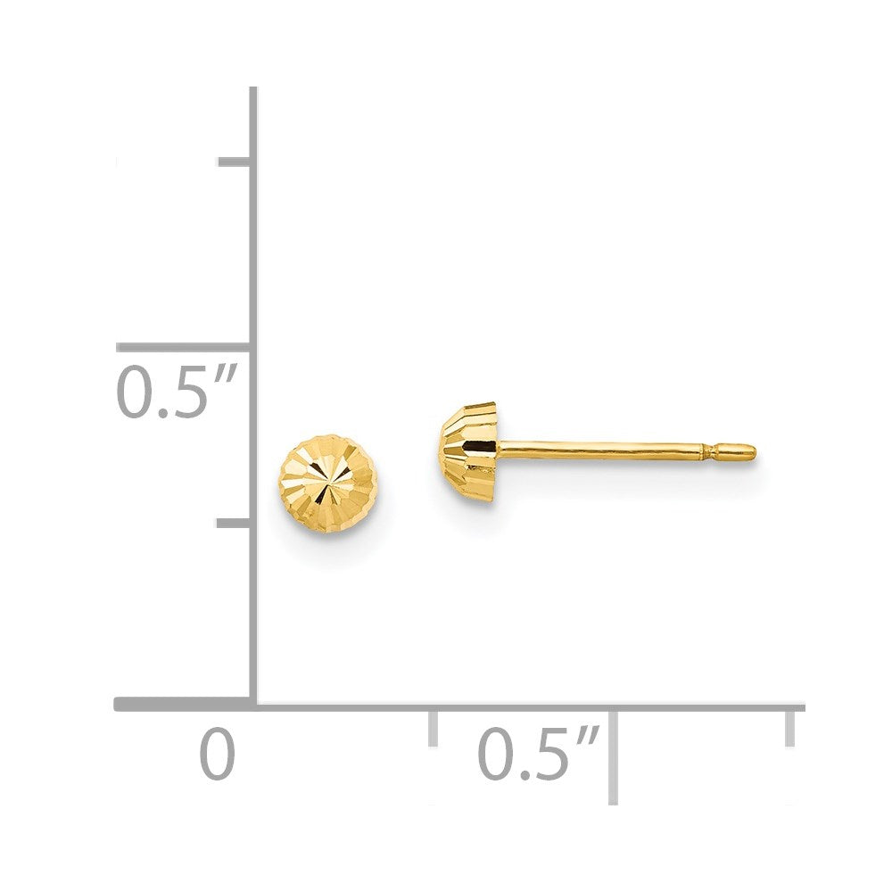14k Madi K Diamond Cut 3mm Half-Ball Post Earrings