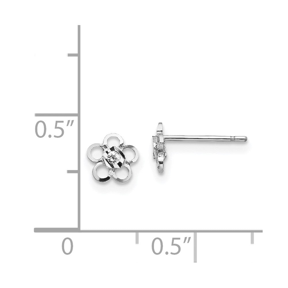14k White Gold Madi K CZ Flower Post Earrings