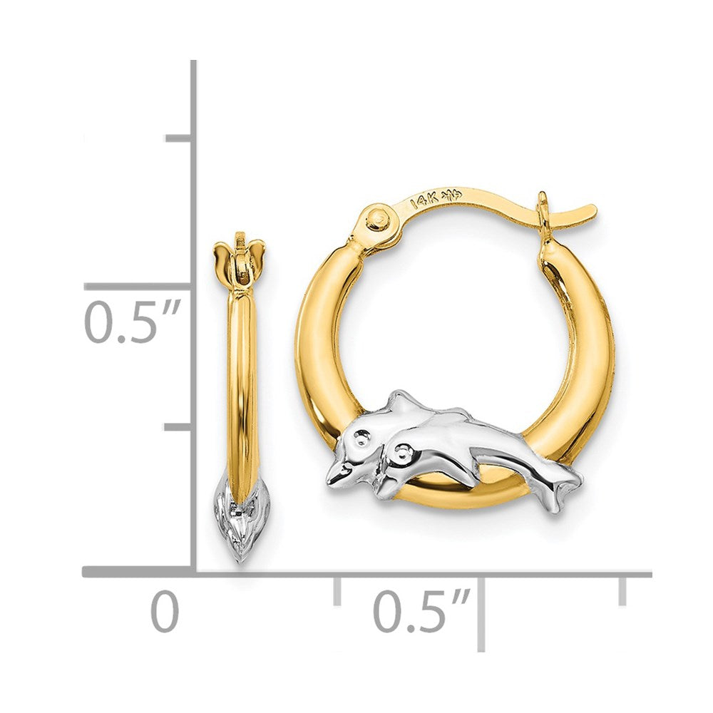 14K Madi K w/Rhodium Dolphin Hoop Earrings