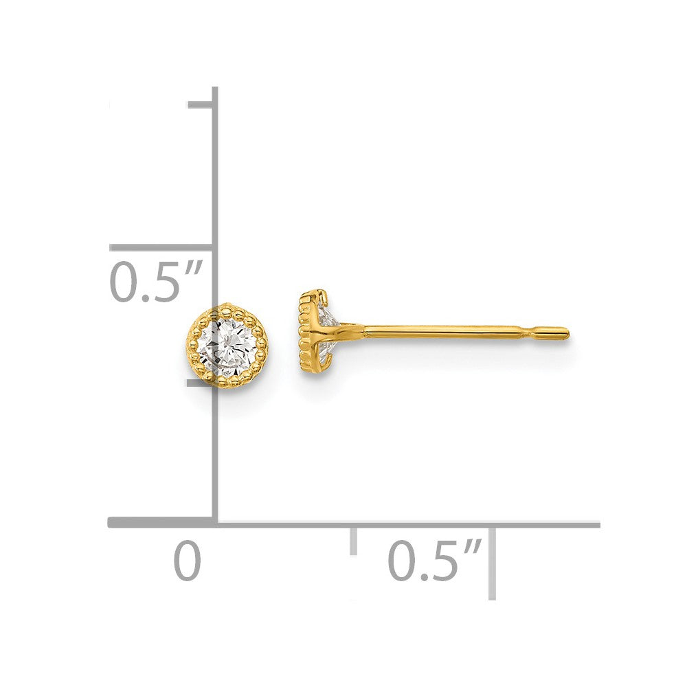 14k Madi K Milgrain Bezel CZ Post Earrings