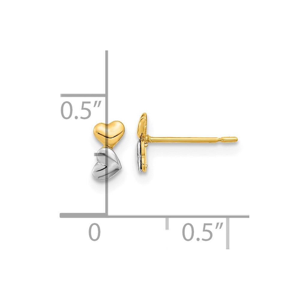 14k Madi K Two-tone Double Heart Post Earrings