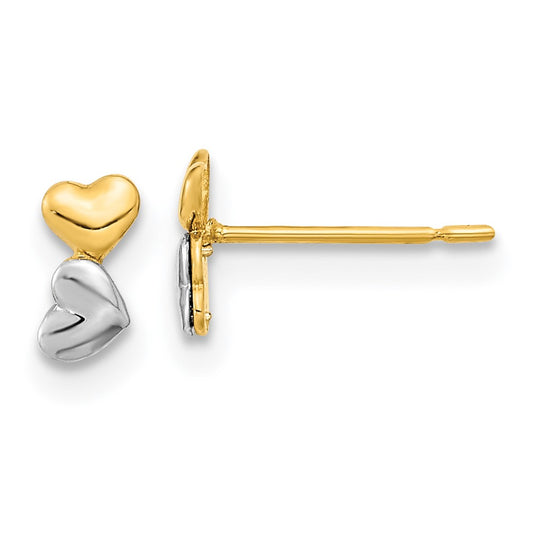 14k Madi K Two-tone Double Heart Post Earrings