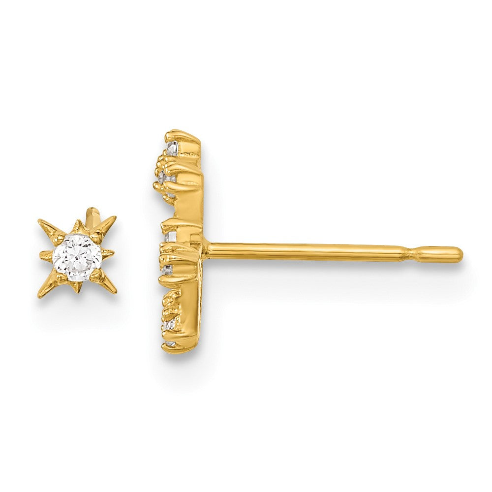 14k Madi K CZ 1 Stud Star & 1 Little Dipper Post Earrings