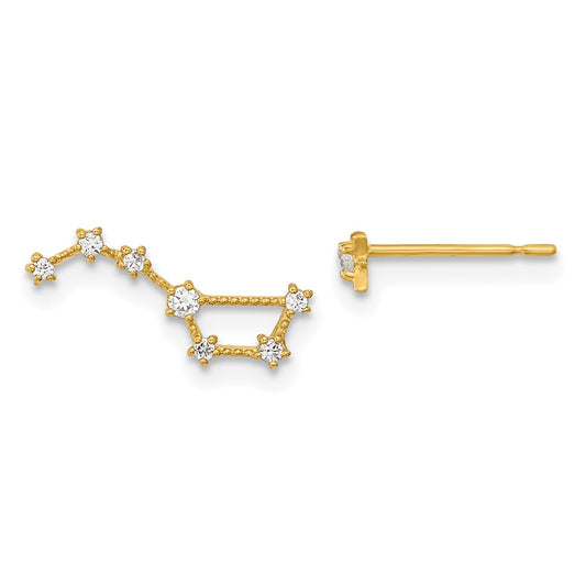 14k Madi K CZ 1 Stud Star & 1 Little Dipper Post Earrings