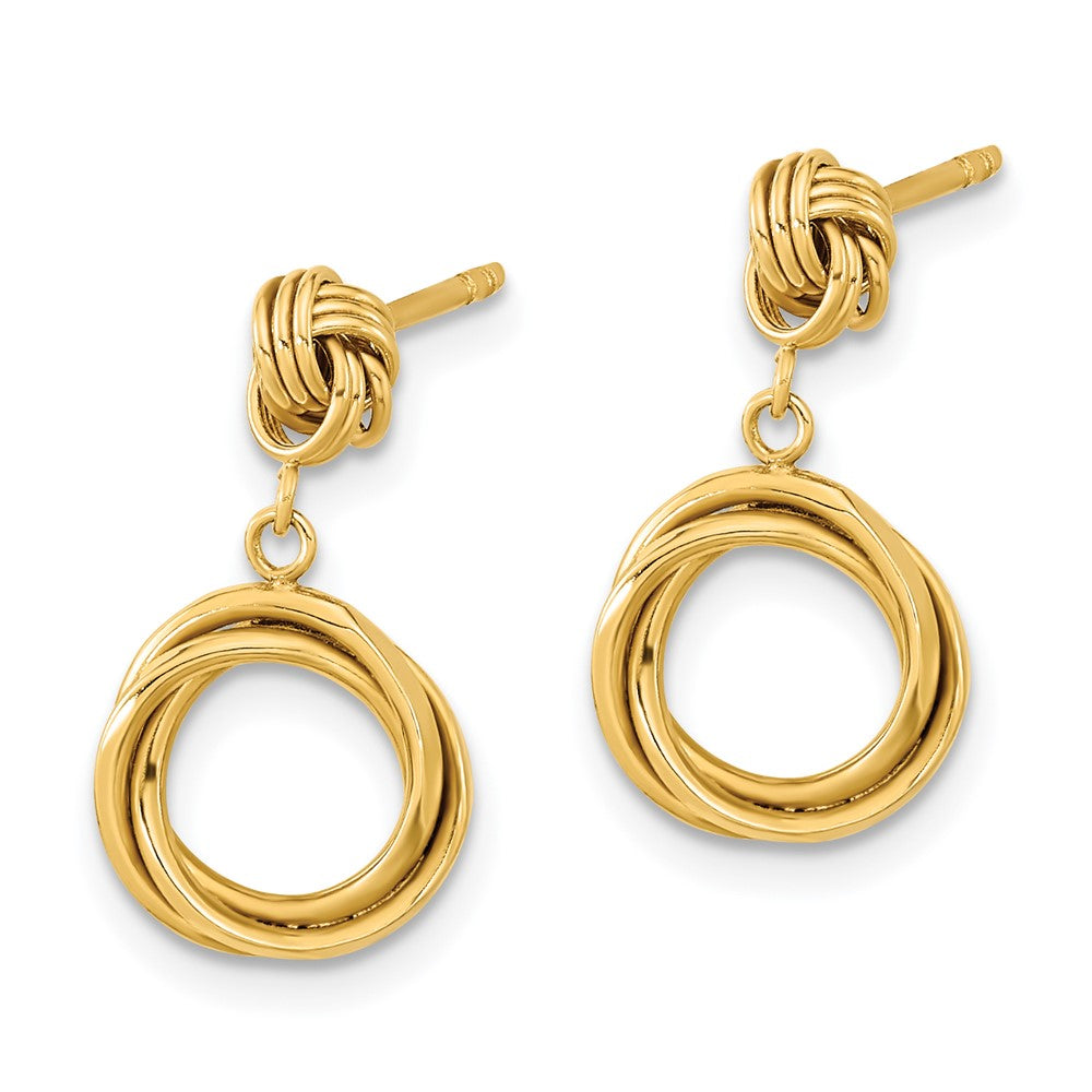14k Madi K Polished Love Knot with Small Fancy Dangle Post Earrings