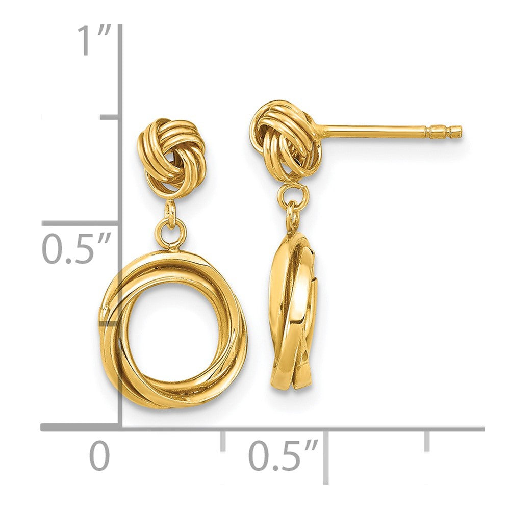 14k Madi K Polished Love Knot with Small Fancy Dangle Post Earrings