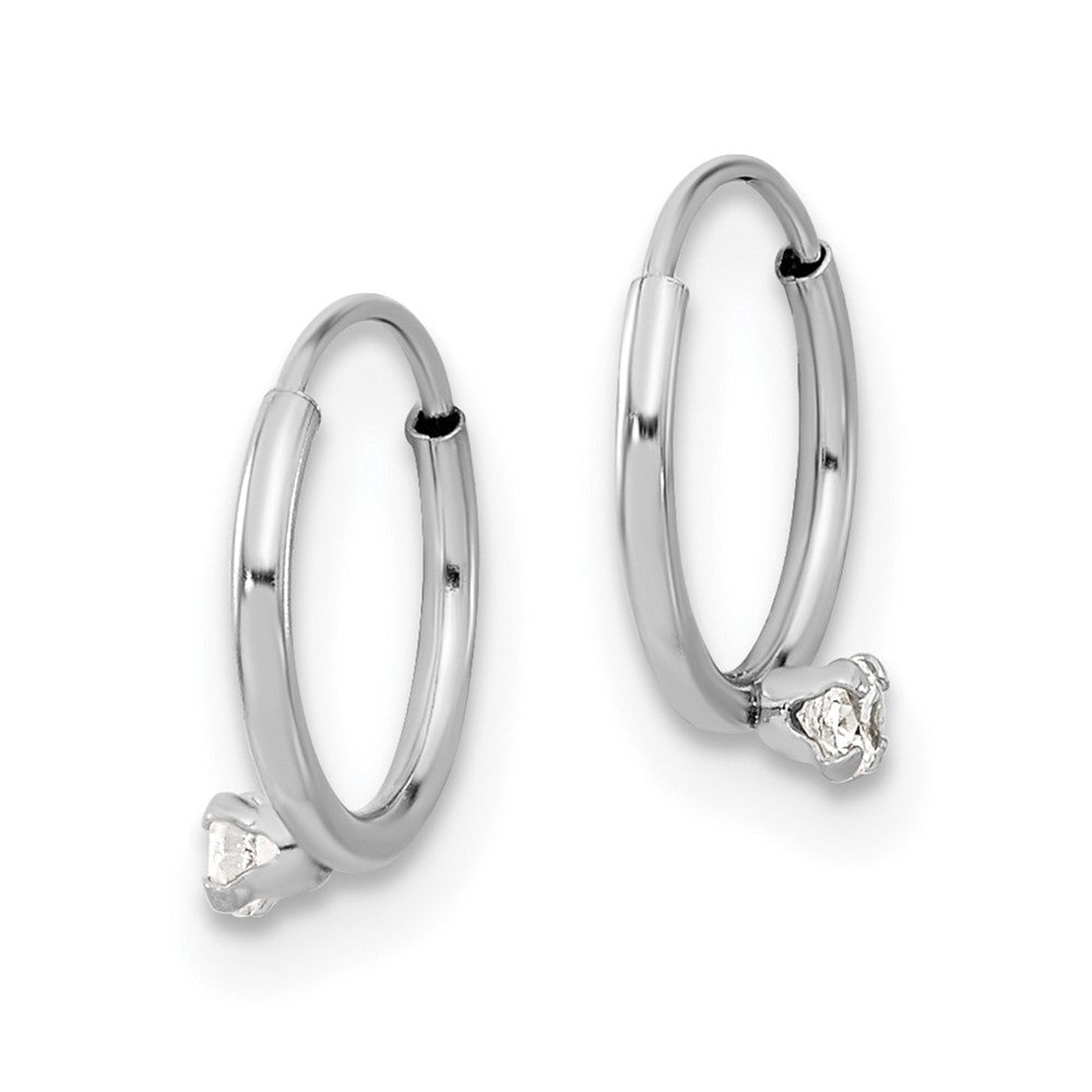 14k Madi K White Gold Polished 2mm CZ on Small Endless Hoops