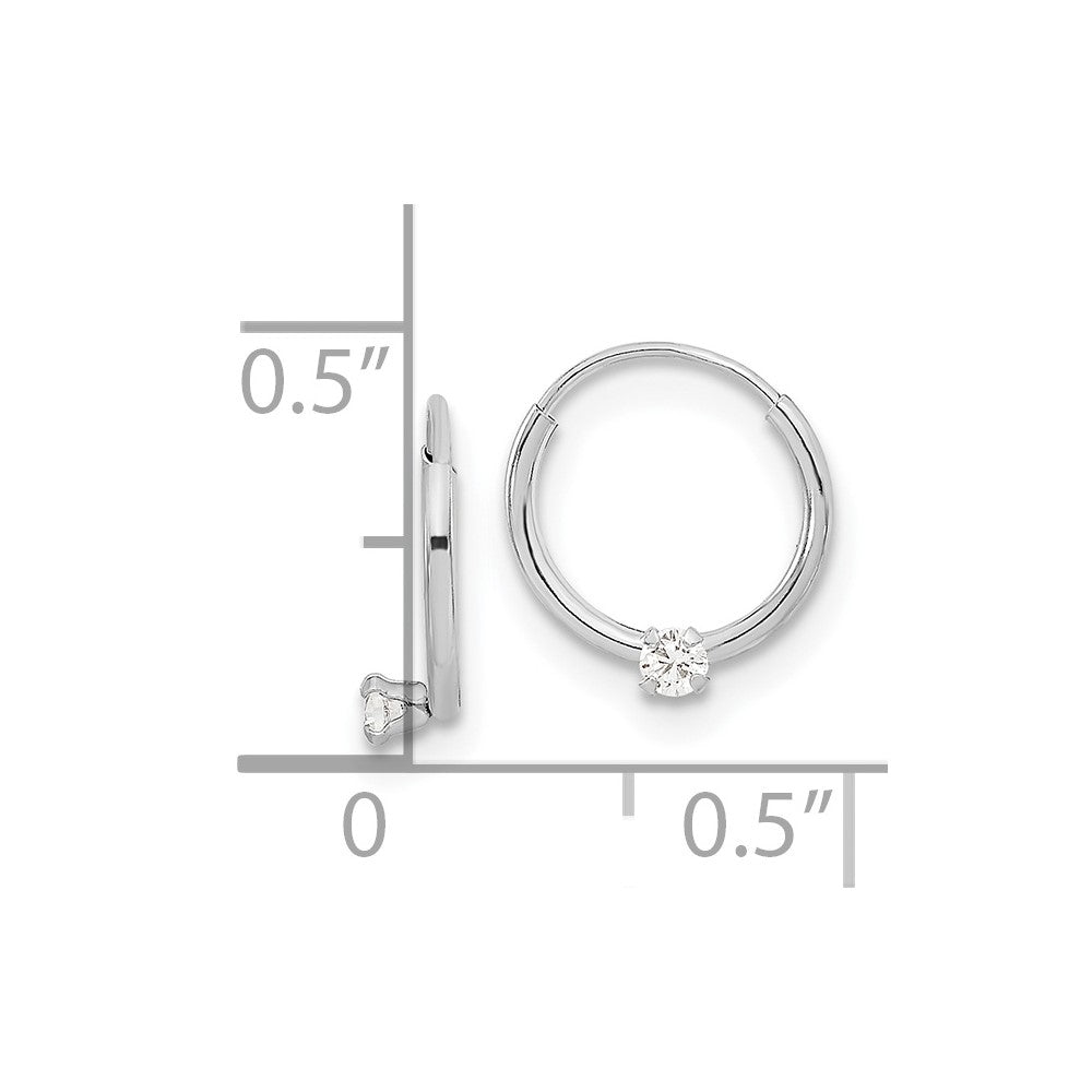 14k Madi K White Gold Polished 2mm CZ on Small Endless Hoops