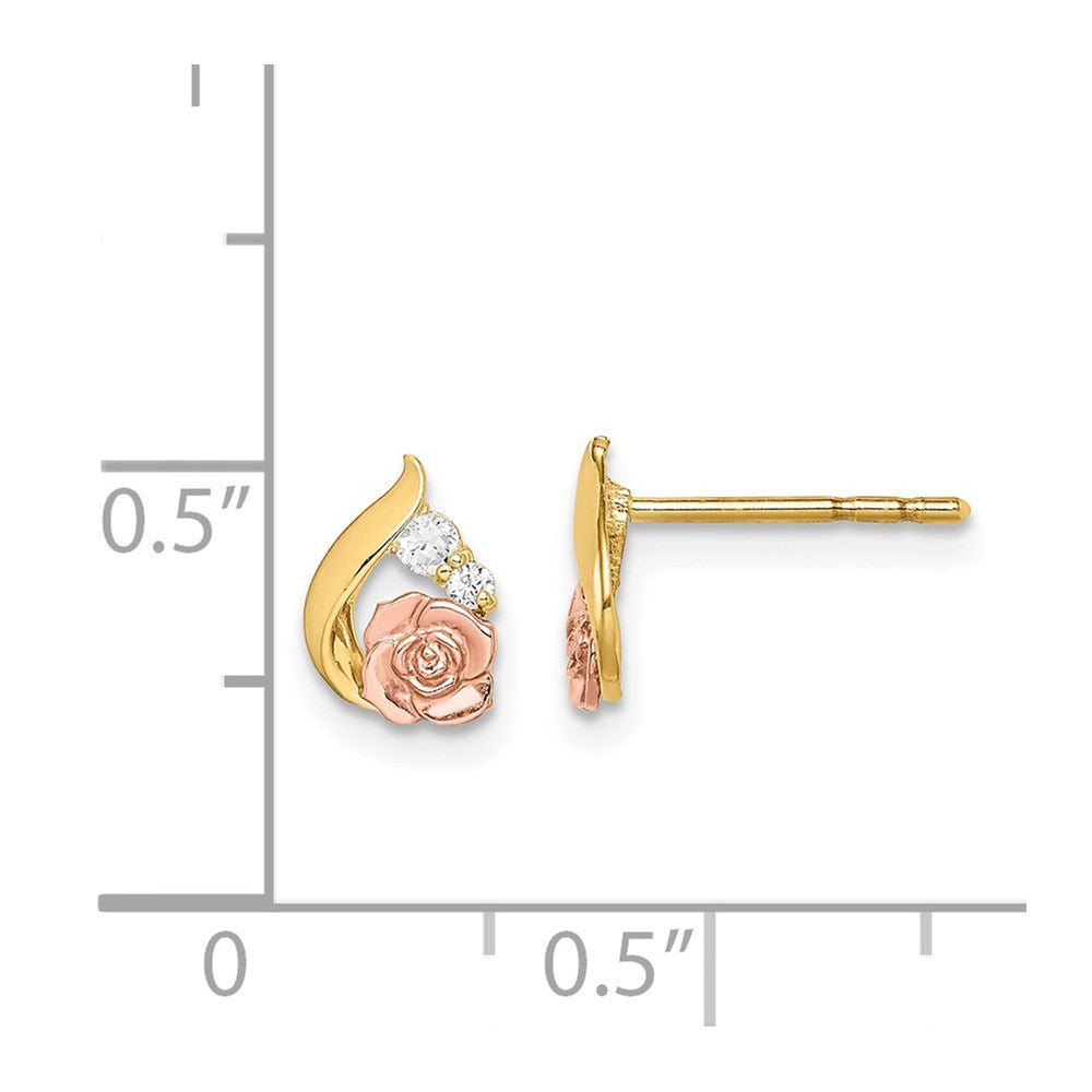14k Yellow Gold Madi K Two-Tone CZ Flower Post Earrings
