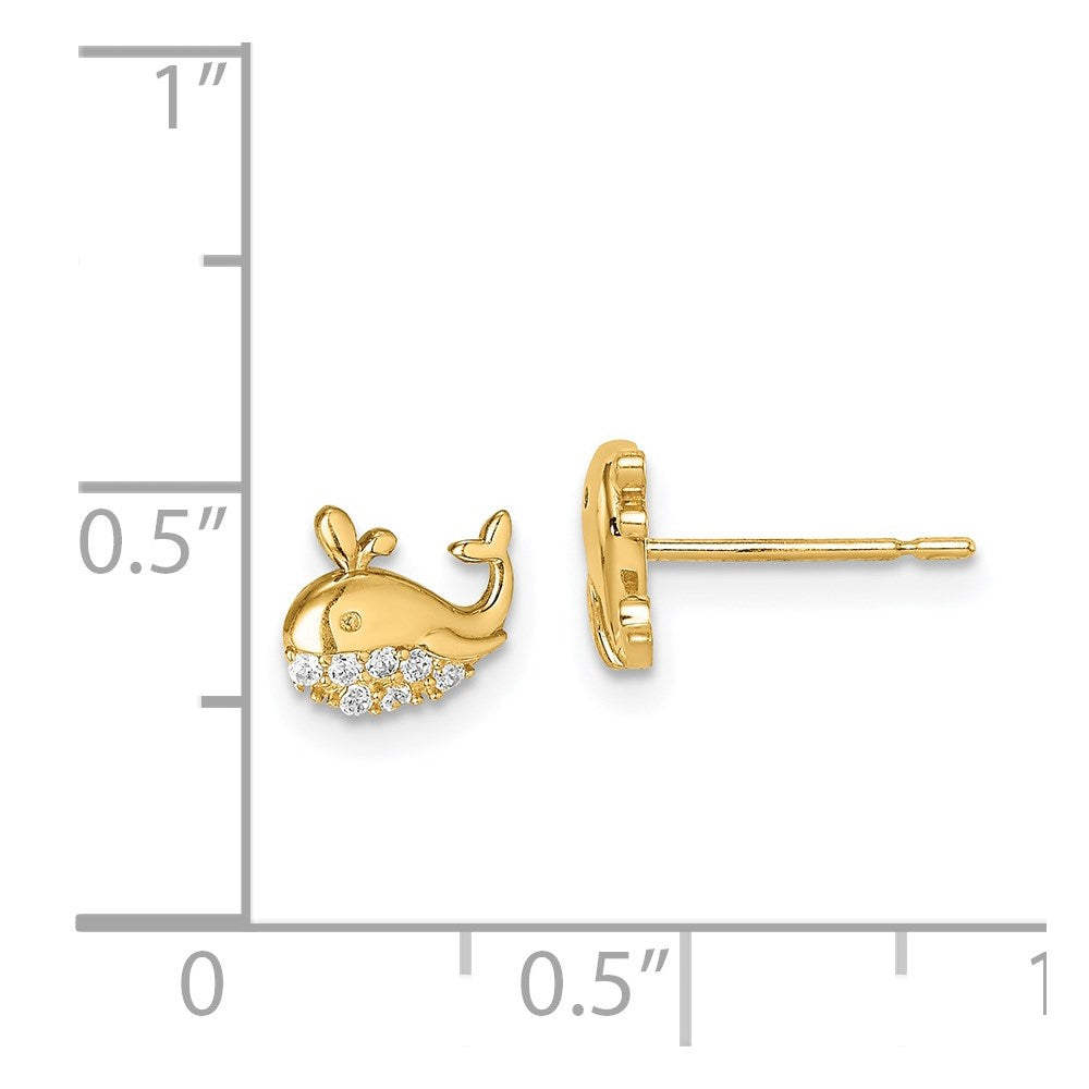 14k Yellow Gold Madi K CZ Whale Post Earrings