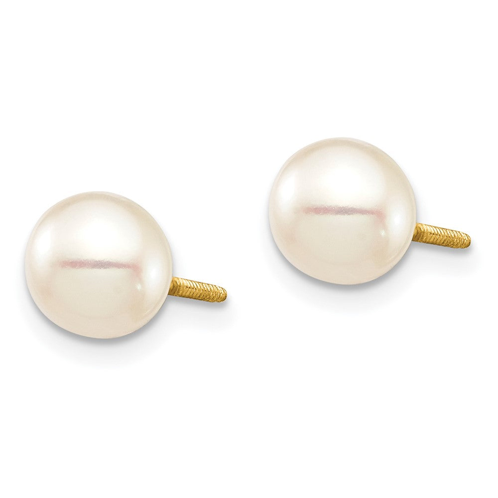 14k Madi K 6-7 White Round Freshwater Cultured Pearl Screwback Post Earrings