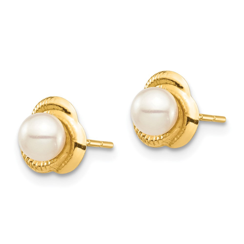 14k Madi K 4-5mm White Button Freshwater Cultured Pearl Post Earrings with Silicone Backs