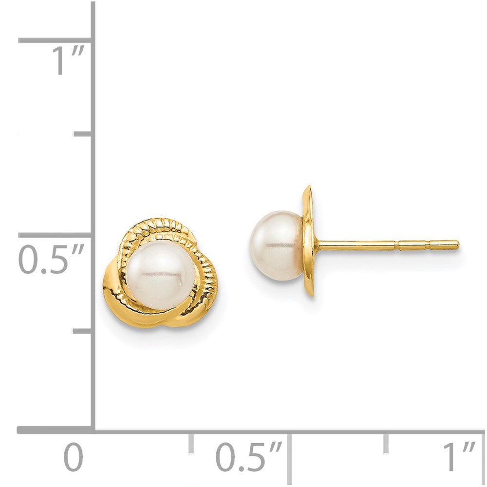 14k Madi K 4-5mm White Button Freshwater Cultured Pearl Post Earrings with Silicone Backs