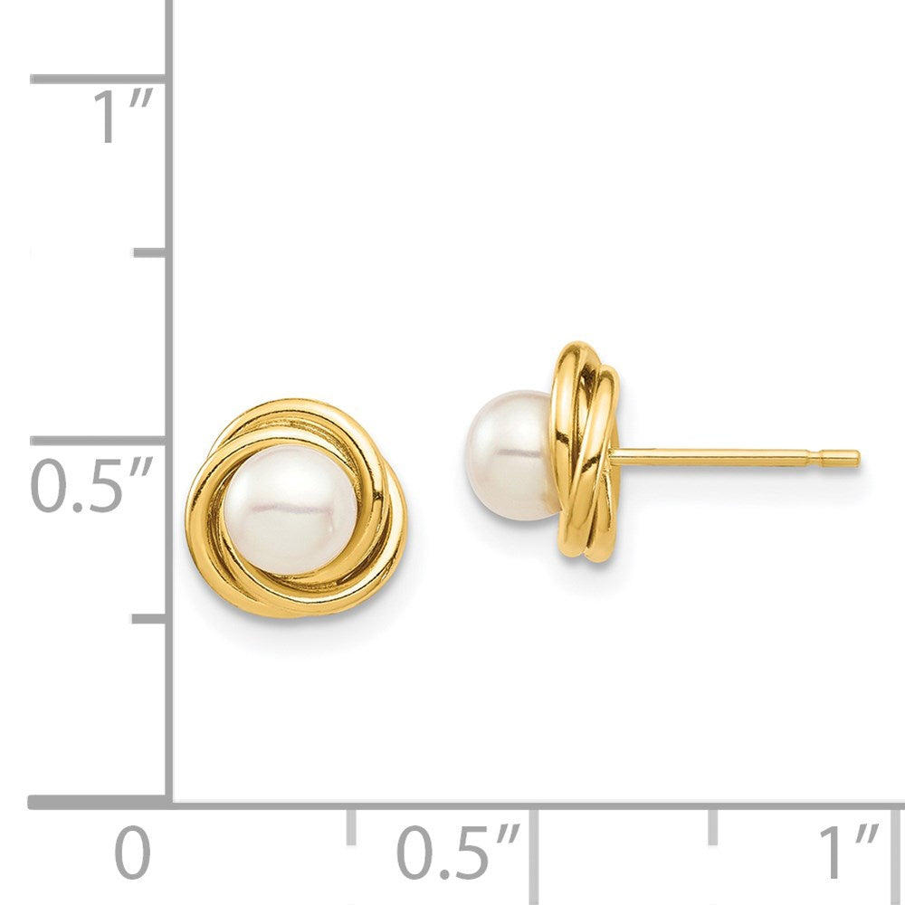 14k Madi K 4-5mm White Button Freshwater Cultured Pearl Post Earrings with Silicone Backs