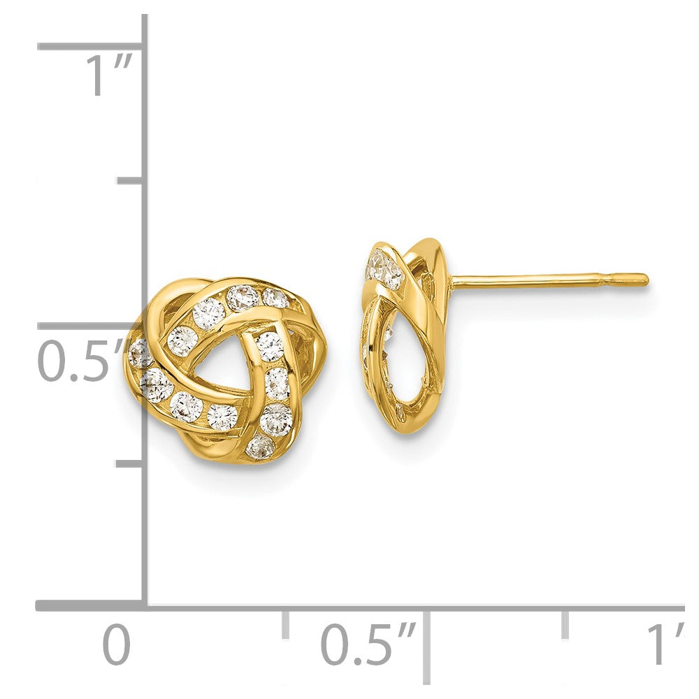 14k Madi K Polished CZ Love Knot Post Earrings