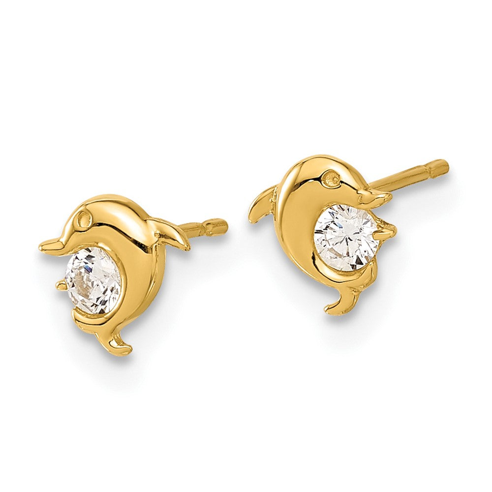 14k Madi K Polished CZ Dolphin Post Earrings
