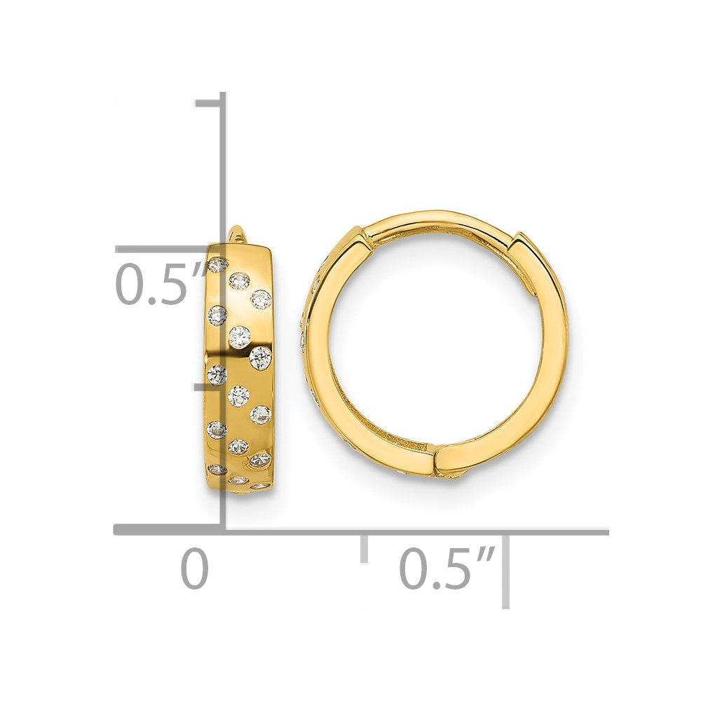 14k Madi K Polished CZ Hinged Huggie Hoop Earrings