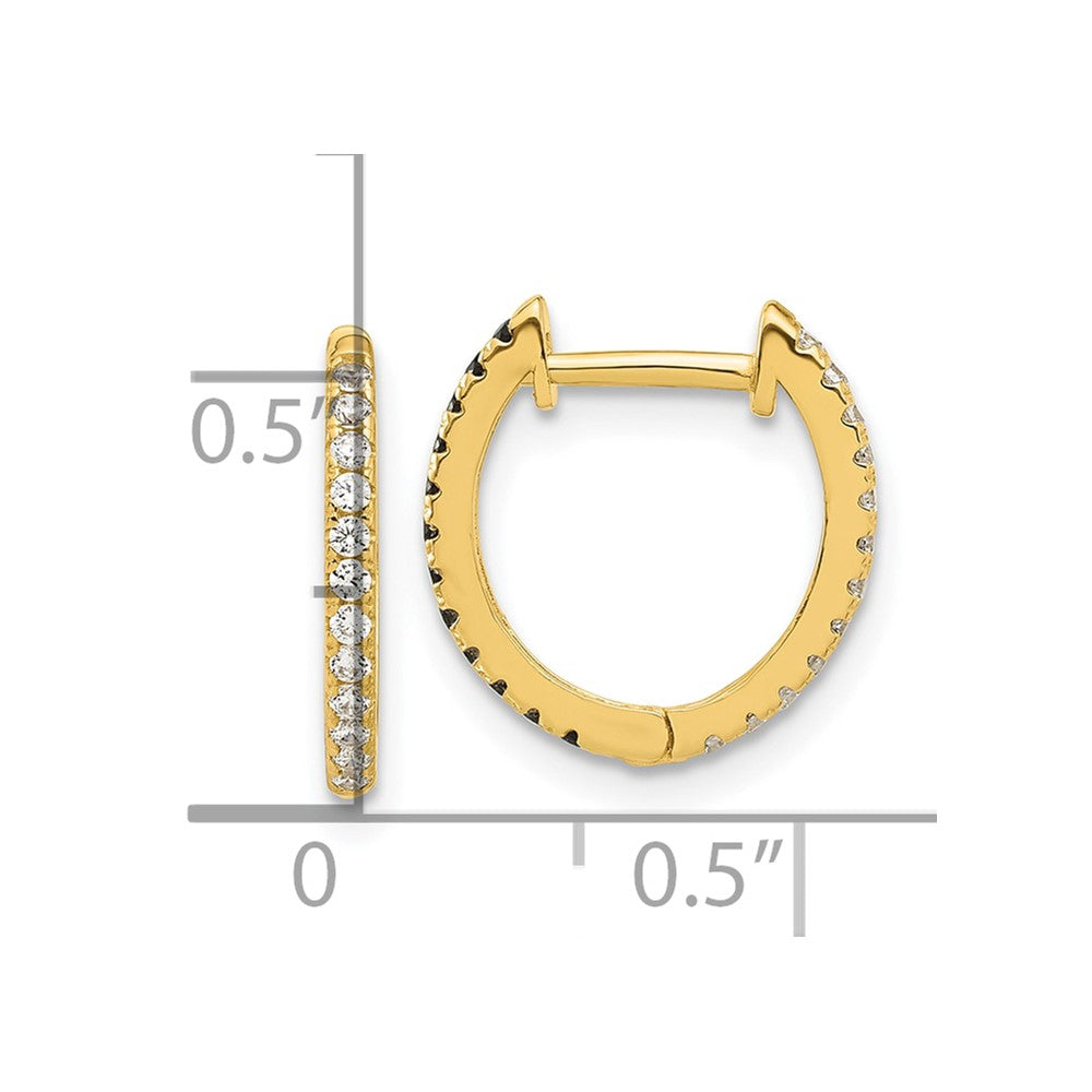 14k Madi K Black and White CZ Reversible Hinged Huggie Hoop Earrings
