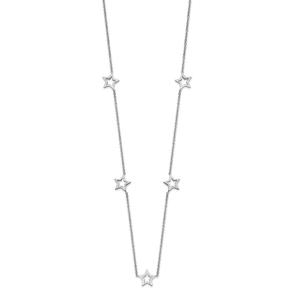 14K White Gold Star w/2in Extension Necklace