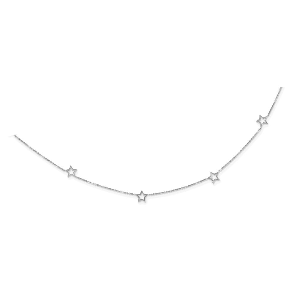 14K White Gold Star w/2in Extension Necklace