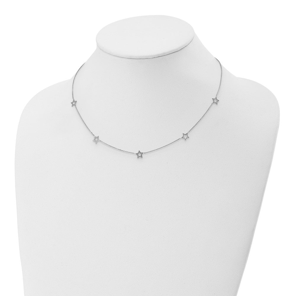 14K White Gold Star w/2in Extension Necklace
