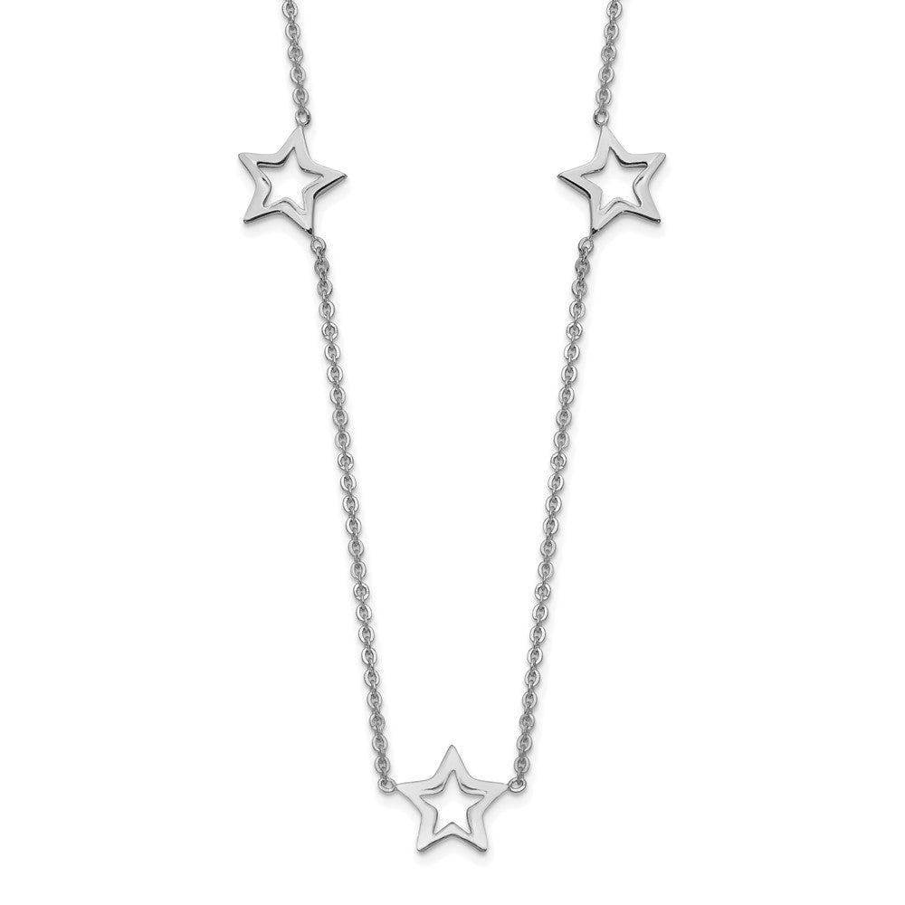 14K White Gold Star w/2in Extension Necklace