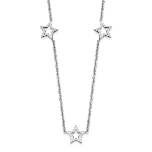 14K White Gold Star w/2in Extension Necklace