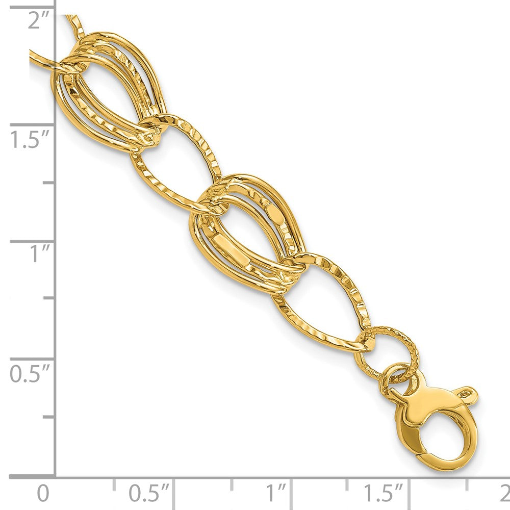 14k Yellow Gold Polished and Textured Hollow w/1 in ext. Bracelet