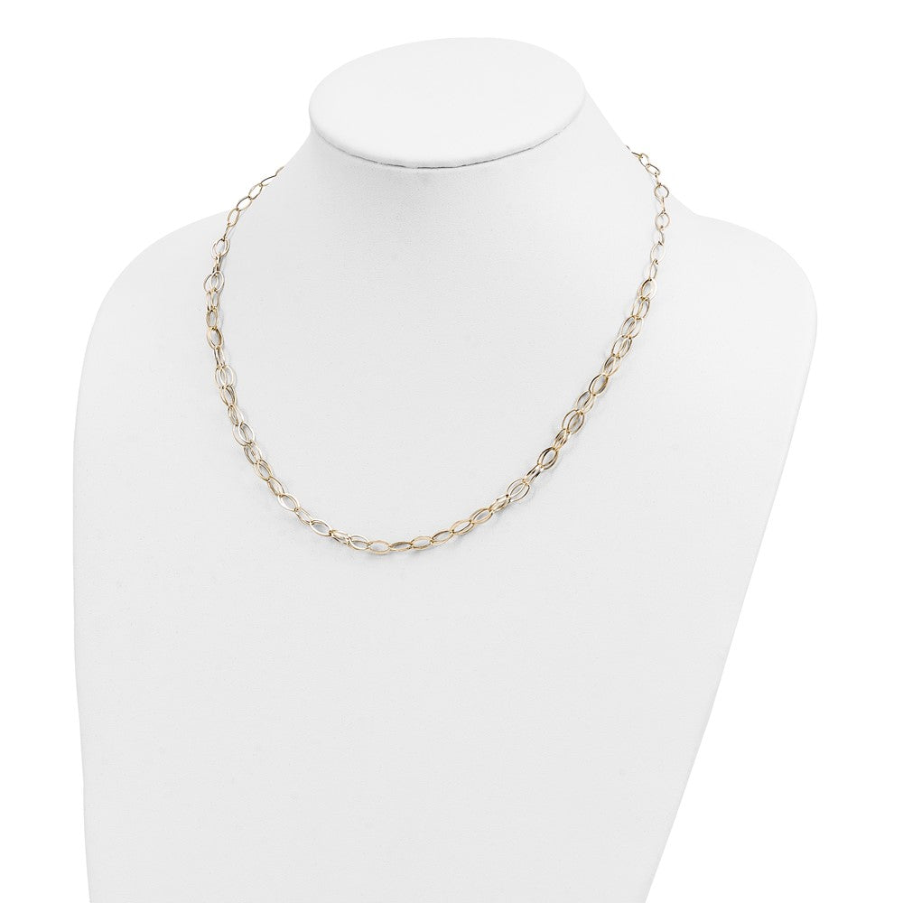 14K Yellow Gold Double Strand Oval Links w/ 2in Ext Necklace