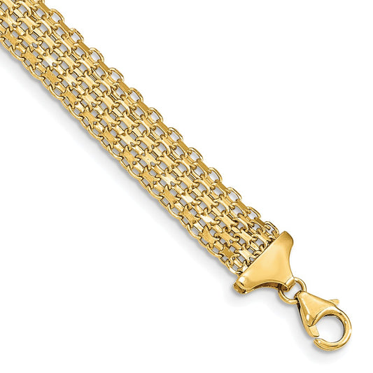 14k Yellow Gold Polished 7.5in Fancy Link Bracelet