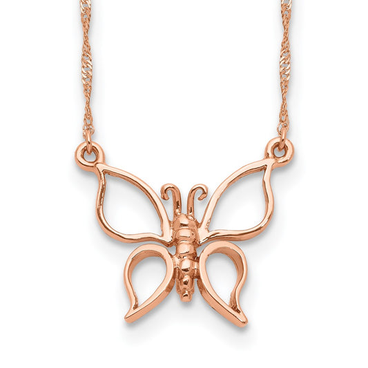 14k Rose Gold Rose Gold Polished Butterfly Necklace