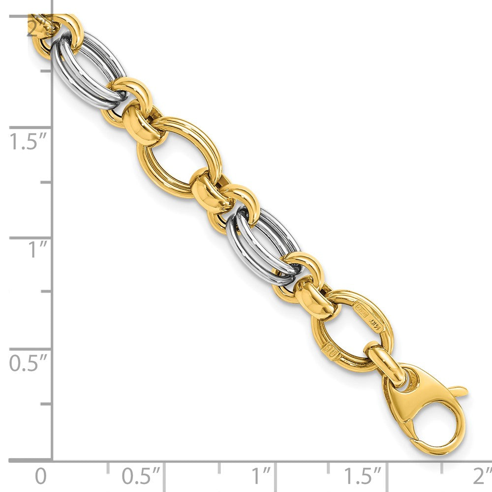 14k Two-tone Polished Fancy Link Bracelet