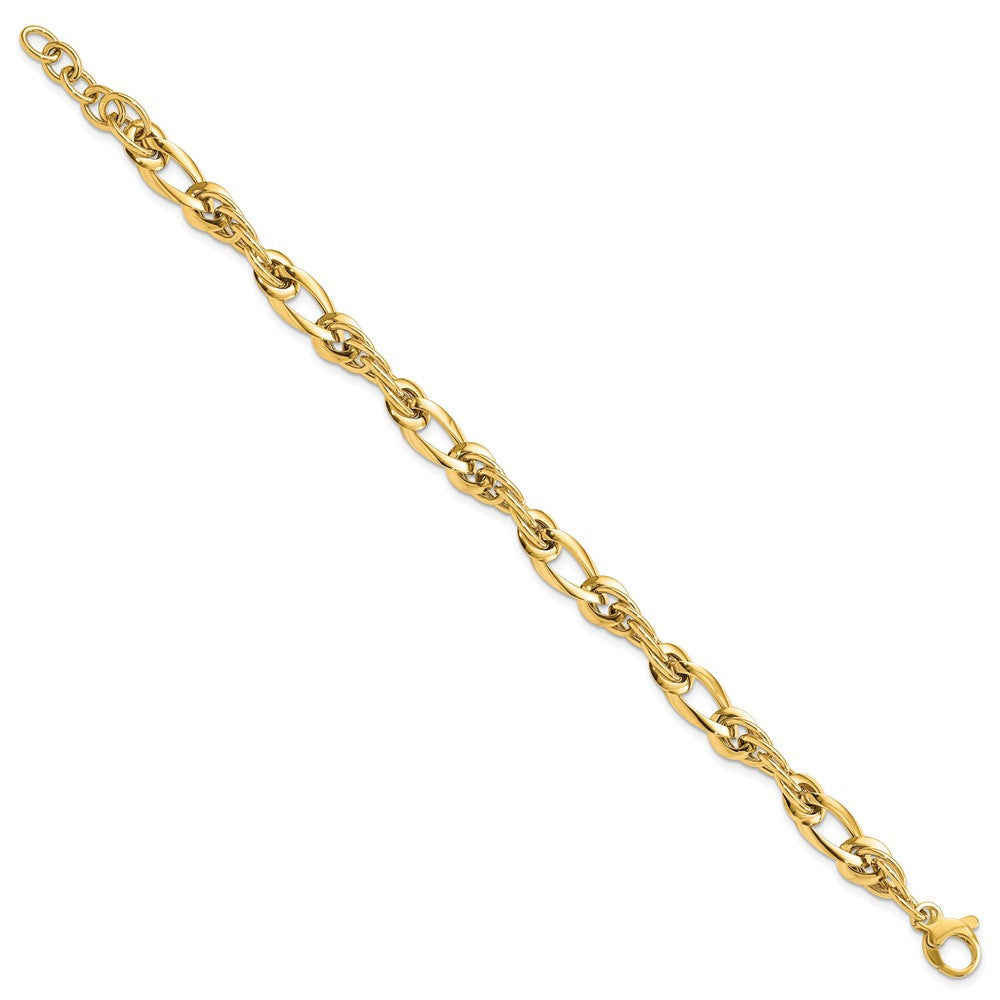 14k Yellow Gold Polished Fancy Link 7in Bracelet