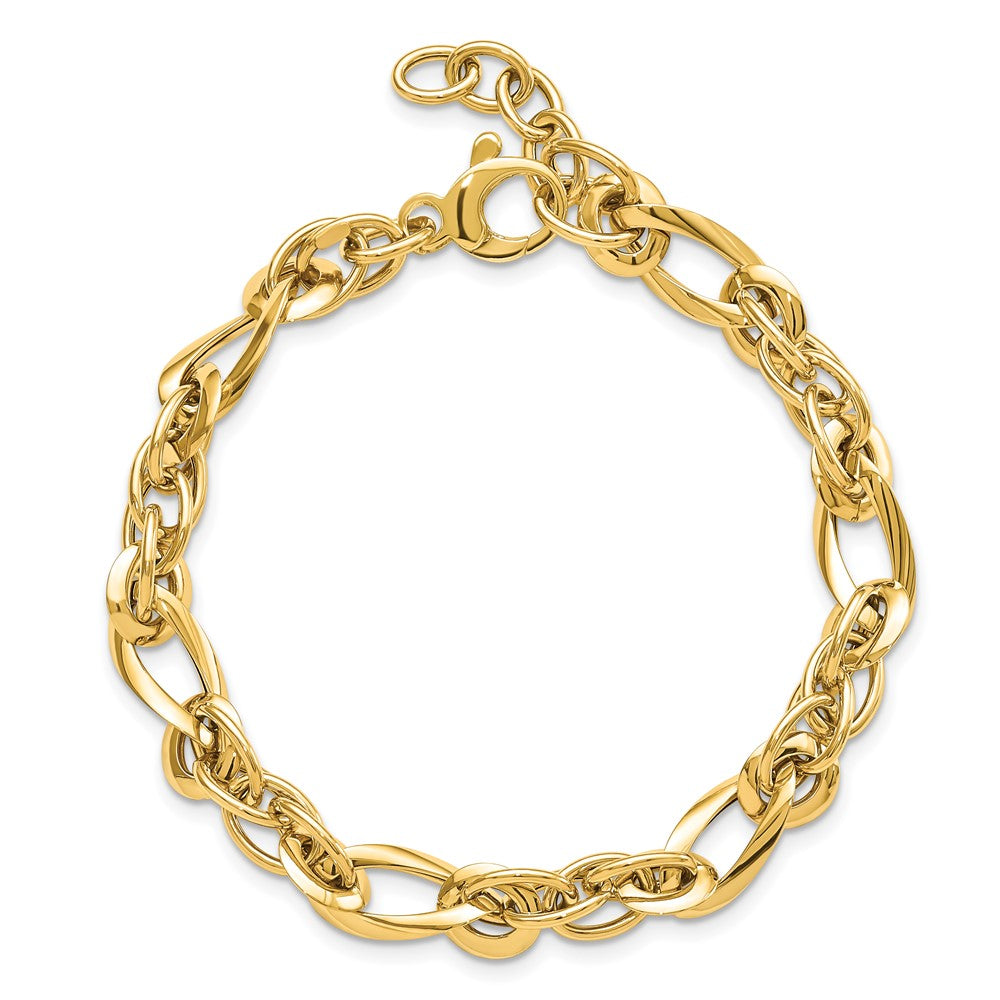 14k Yellow Gold Polished Fancy Link 7in Bracelet