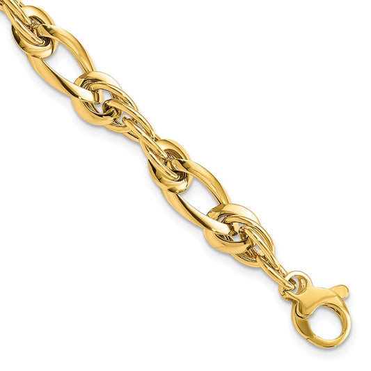 14k Yellow Gold Polished Fancy Link 7in Bracelet