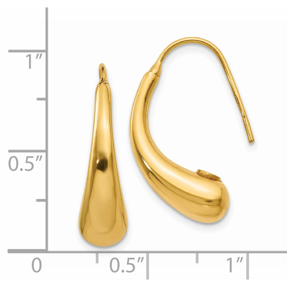 14k Polished Puffed Teardrop Shepherd Hook Earrings