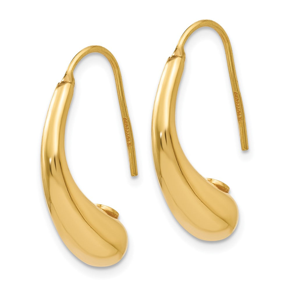 14k Polished Puffed Teardrop Shepherd Hook Earrings