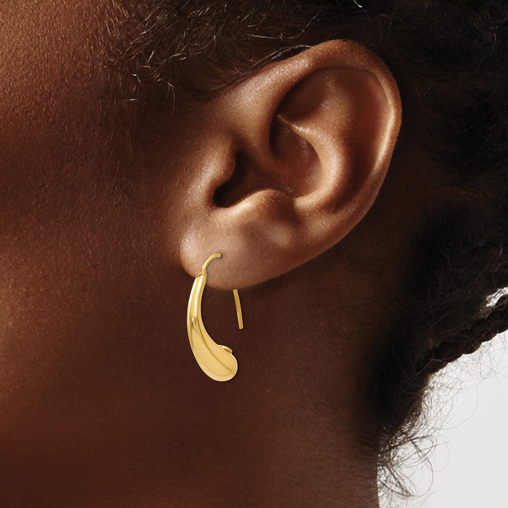 14k Polished Puffed Teardrop Shepherd Hook Earrings