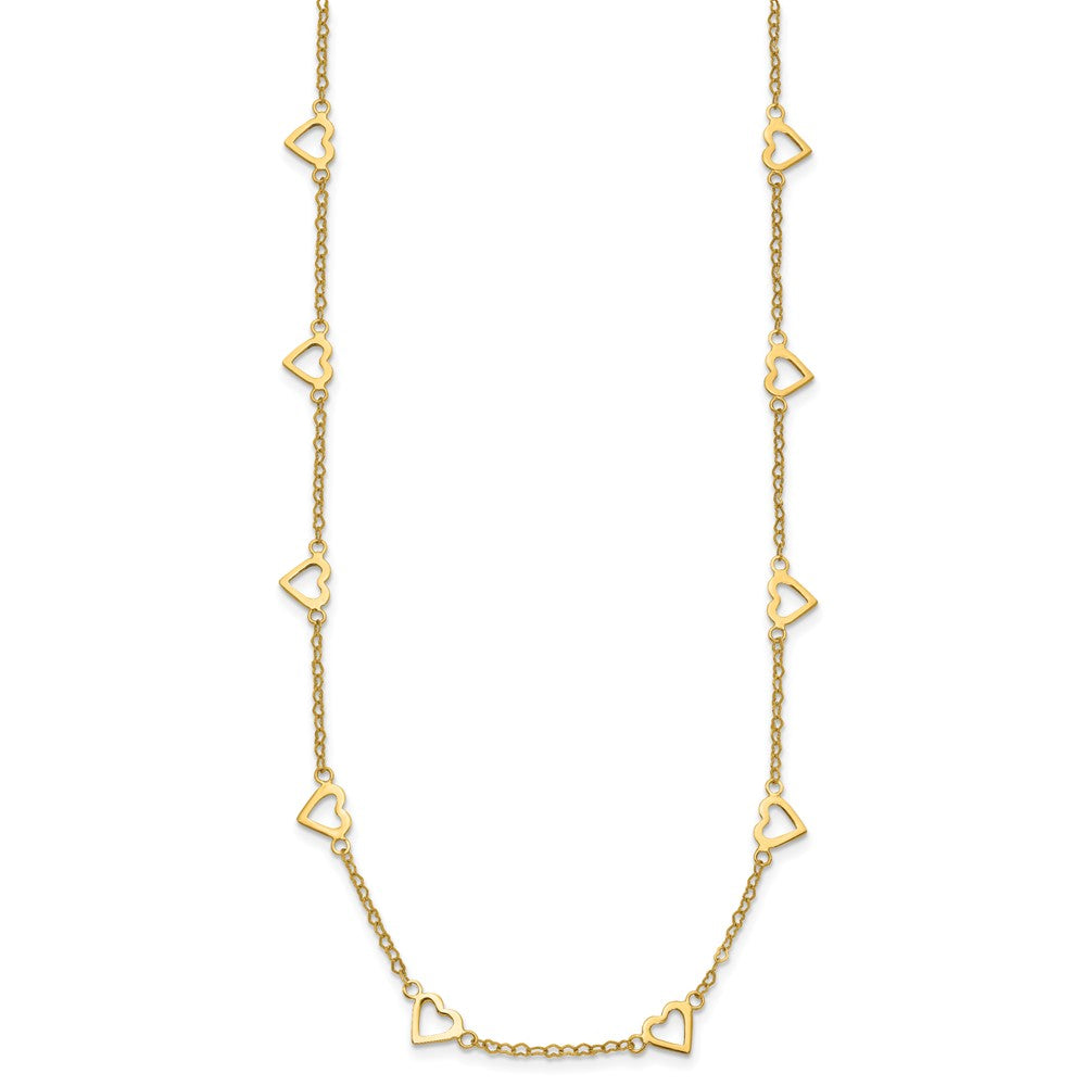 14k Polished Open Hearts on Heart Link 16in Necklace