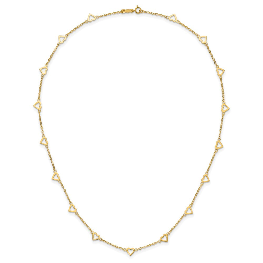 14k Polished Open Hearts on Heart Link 16in Necklace