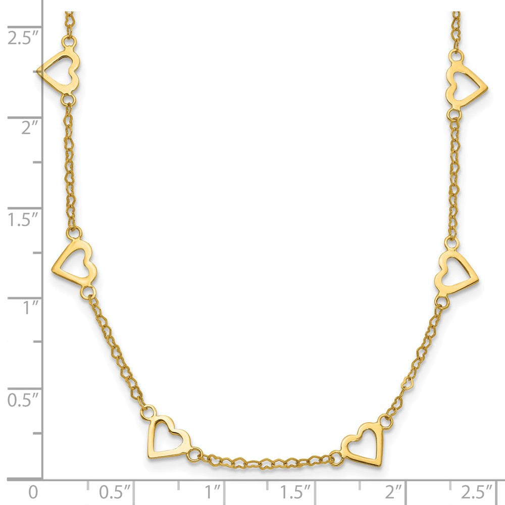 14k Polished Open Hearts on Heart Link 16in Necklace