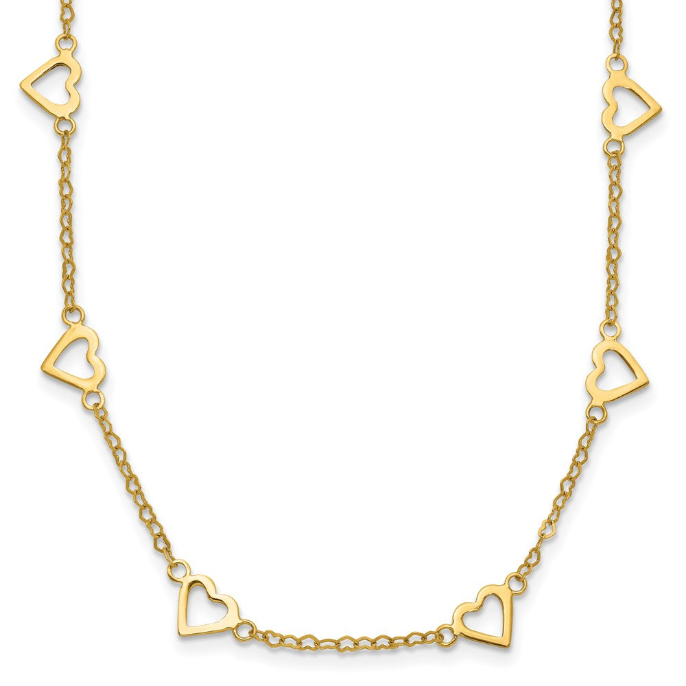 14k Polished Open Hearts on Heart Link 16in Necklace