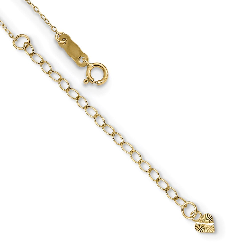 14k Yellow Gold Polished 2-Strand D/C Cross & Heart w/2in. Ext. Necklace