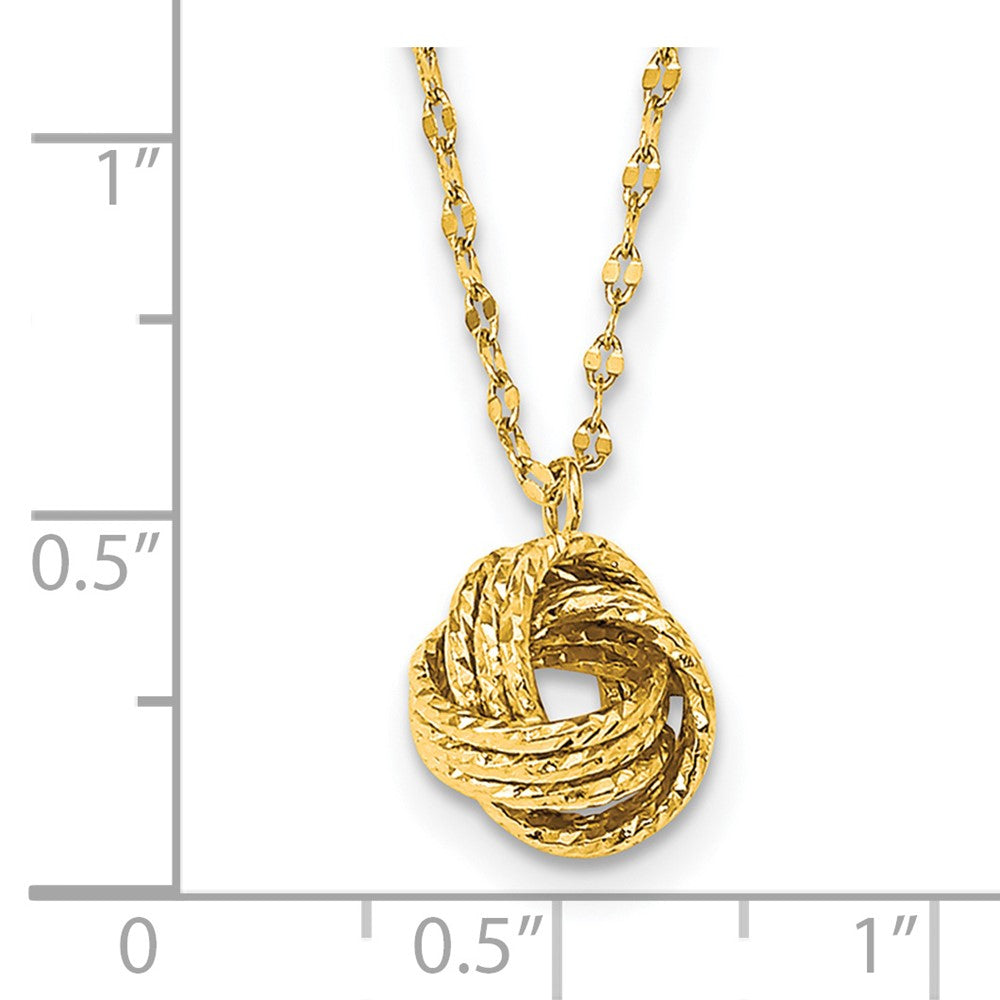 14k Yellow Gold Diamond-cut Love Knot Necklace