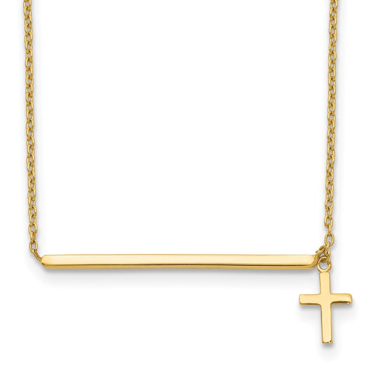 14k Polished Cross w/ 2in ext. Necklace