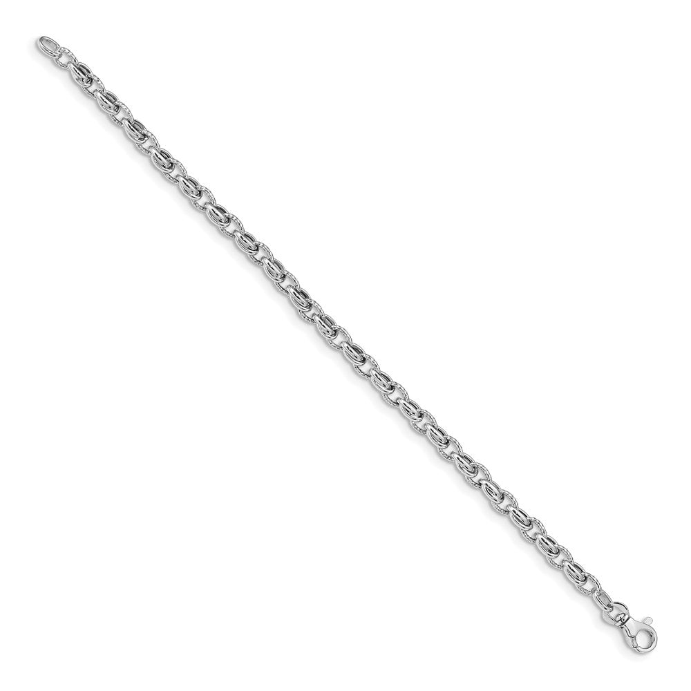 14k White Gold 7.5in Polished Fancy Link Bracelet