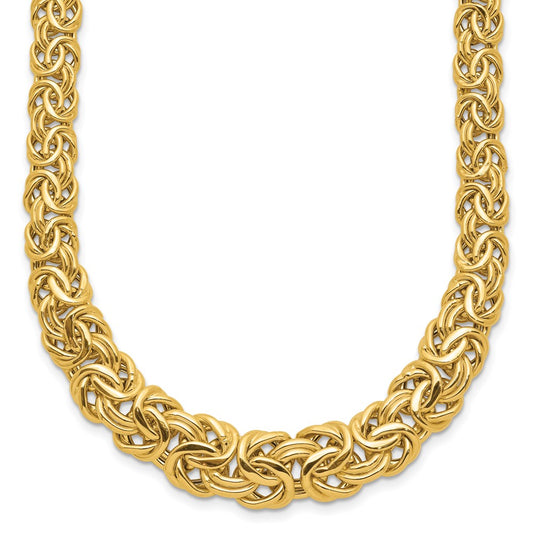 14k Fancy Graduated 7-12mm Flat Byzantine Necklace