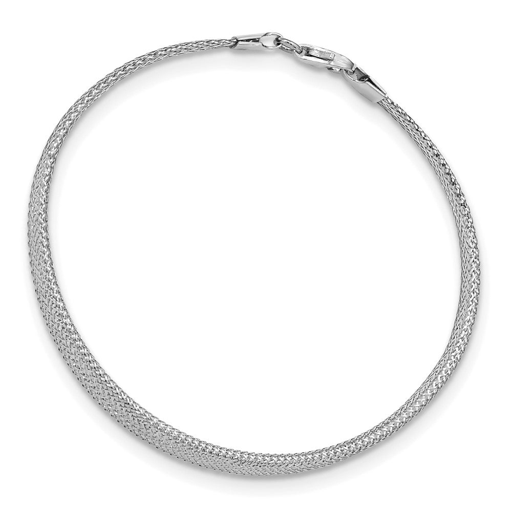 14k with White Rhodium Plating Stretch Mesh Graduated Bracelet