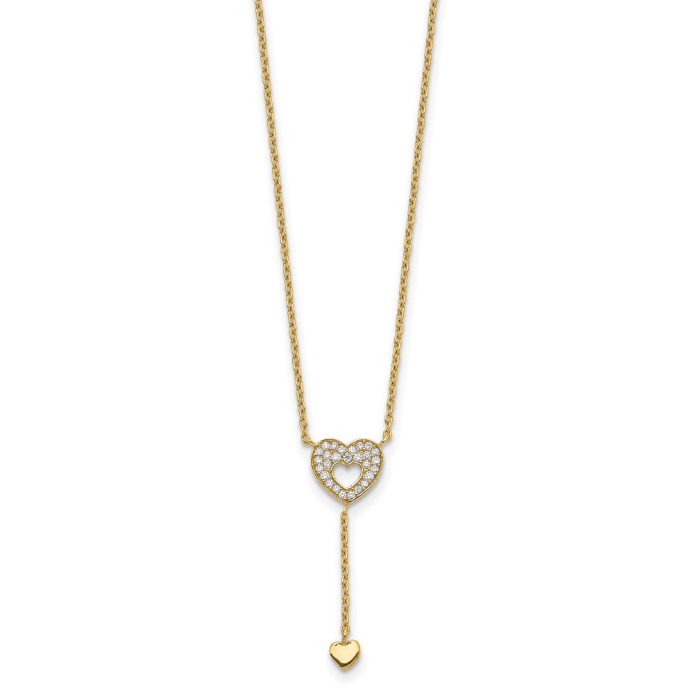14K Heart with CZs Necklace