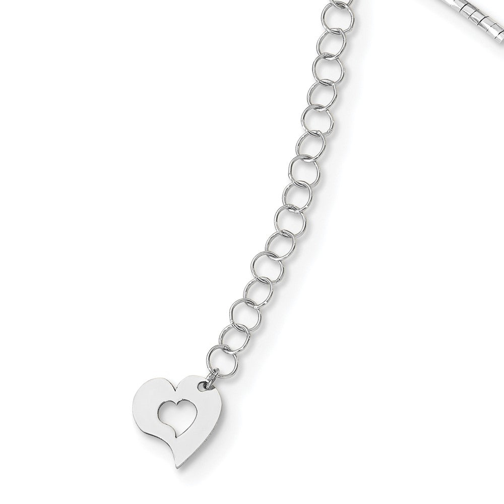 14k White Gold Polished w/2in. Ext. Round Twisted Omega Necklace